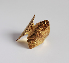 Gingkolevél gyűrű sárgarézből