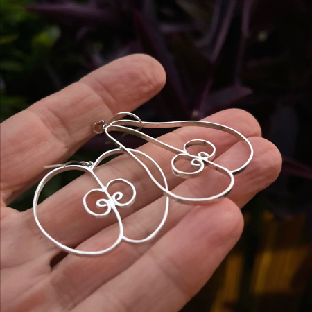 Óriás alma-körte fülbevaló ezüstből