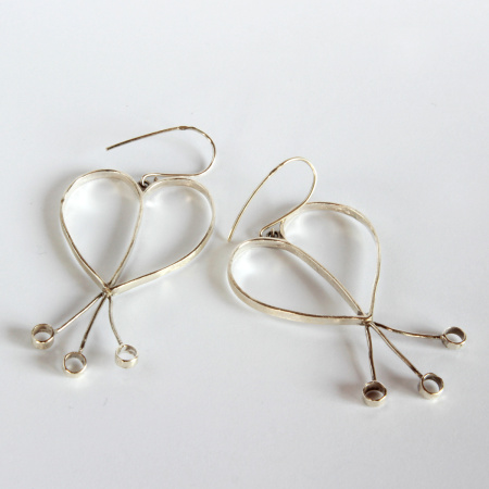 Ezüst szívvirág fülbevaló