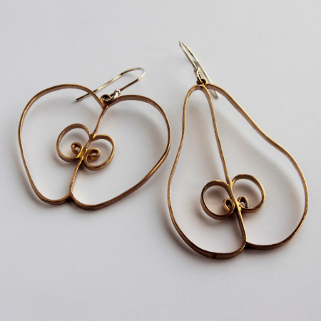 Óriás aranyalma és rézkörte fülbevaló