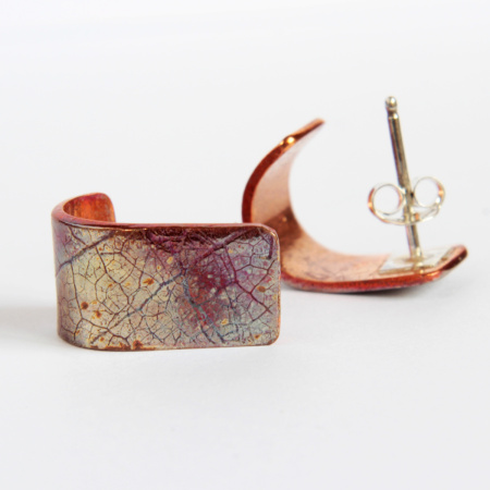 Írisz fülbevaló vörösrézből ezüst szárral